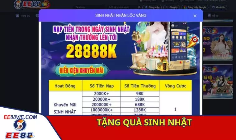 Khuyến mãi EE88 trong ngày sinh nhật